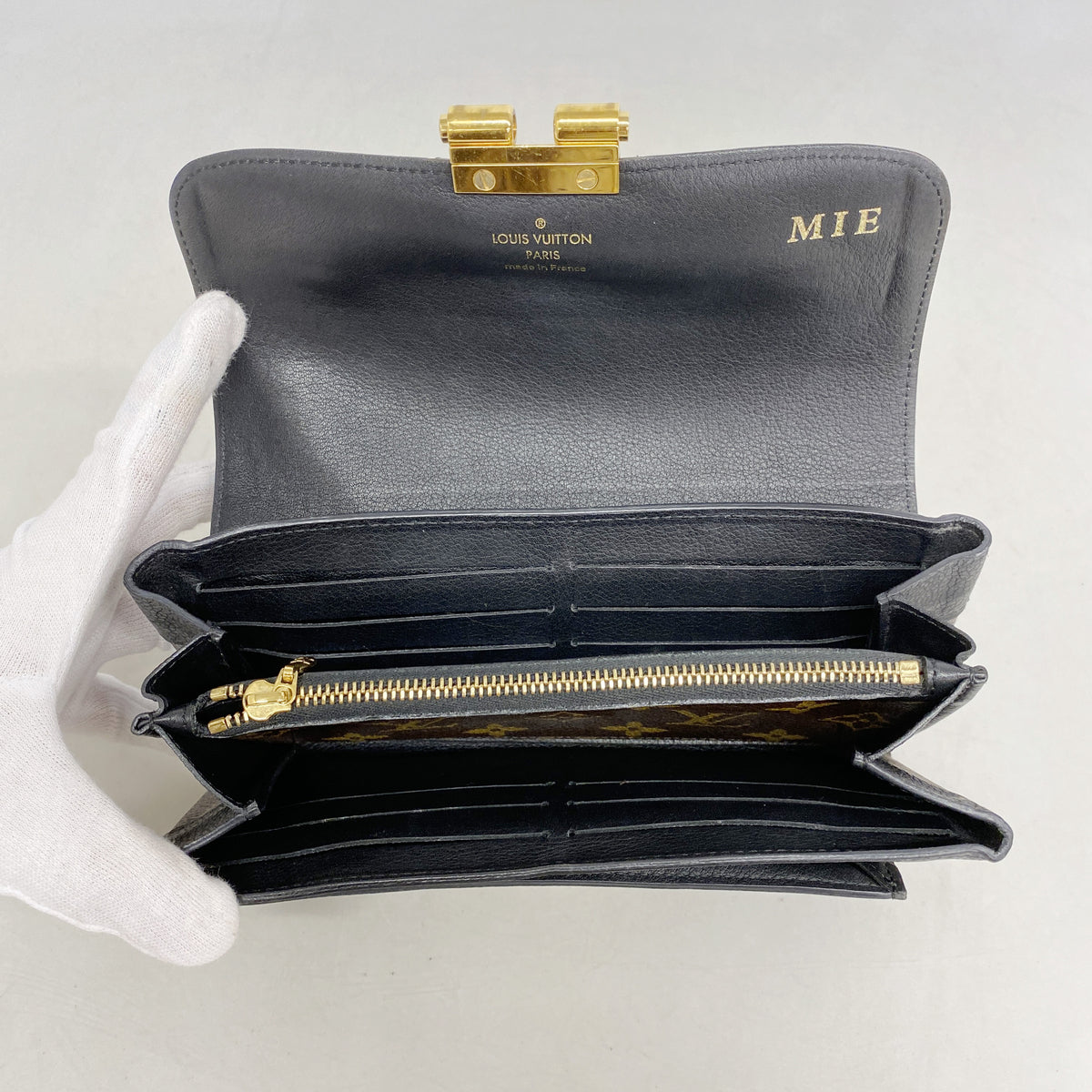 【6ib2077】ルイヴィトン 長財布 モノグラム ポルトフォイユエリゼ M60577 ブラウン ブラック【中古】レディース