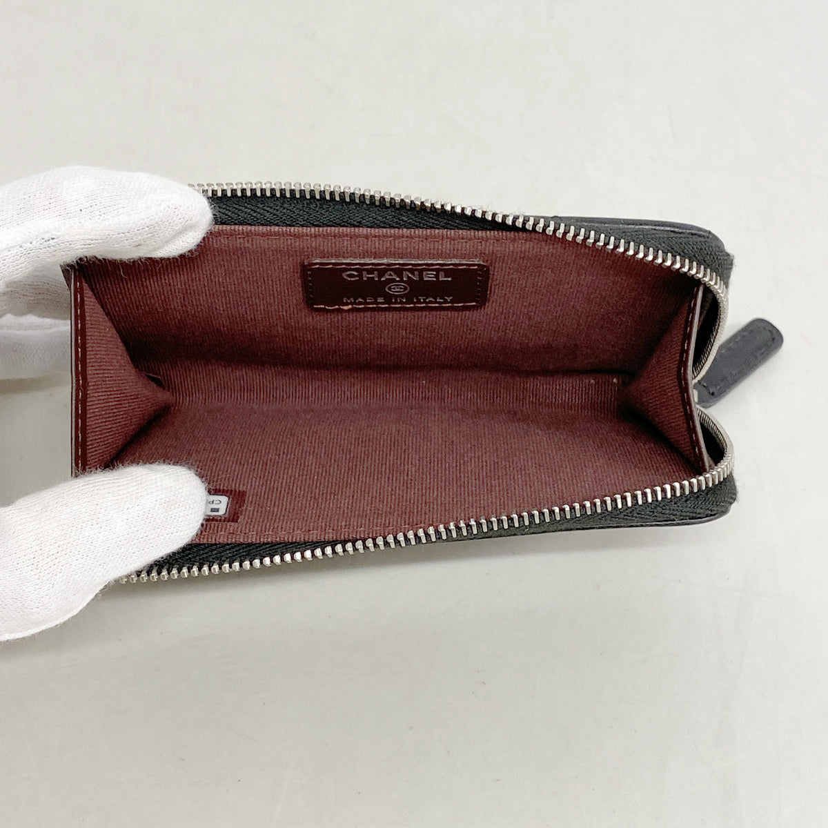 【6ib2078】シャネル コインケース マトラッセ ラムスキン ブラック シルバー金具【中古】レディース
