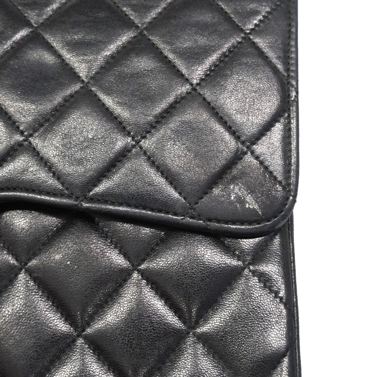 【6ib2079】シャネル ショルダーバッグ マトラッセ Wフラップ Wチェーン ラムスキン ブラック ゴールド金具【中古】レディース