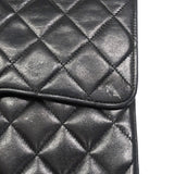 【6ib2079】シャネル ショルダーバッグ マトラッセ Wフラップ Wチェーン ラムスキン ブラック ゴールド金具【中古】レディース