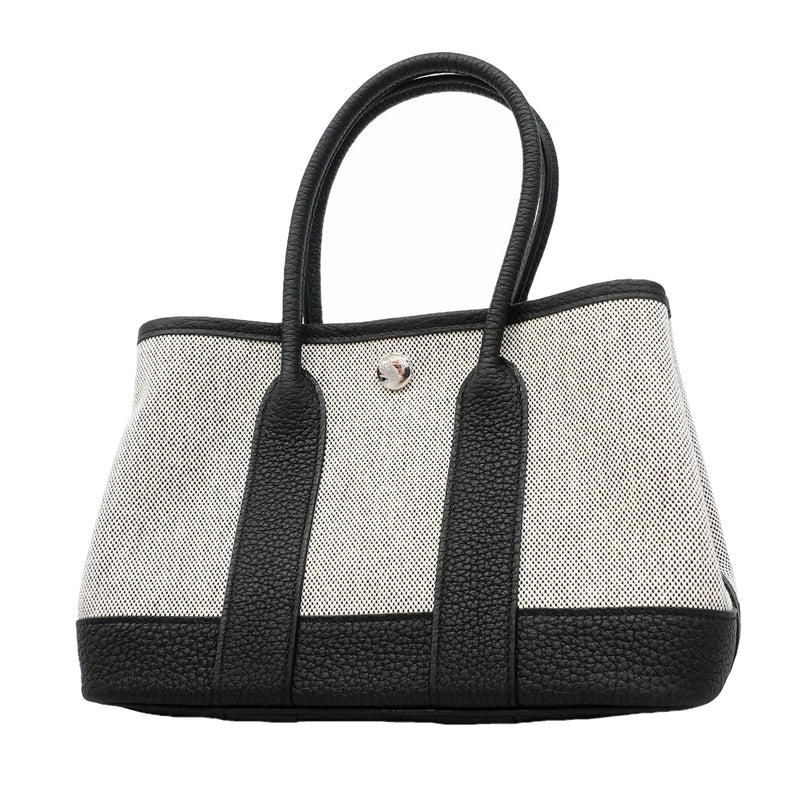 【6ib2082】エルメス トートバッグ ネオガーデン23 トワルアッシュ ブラック シルバー金具 K刻印【中古】レディース