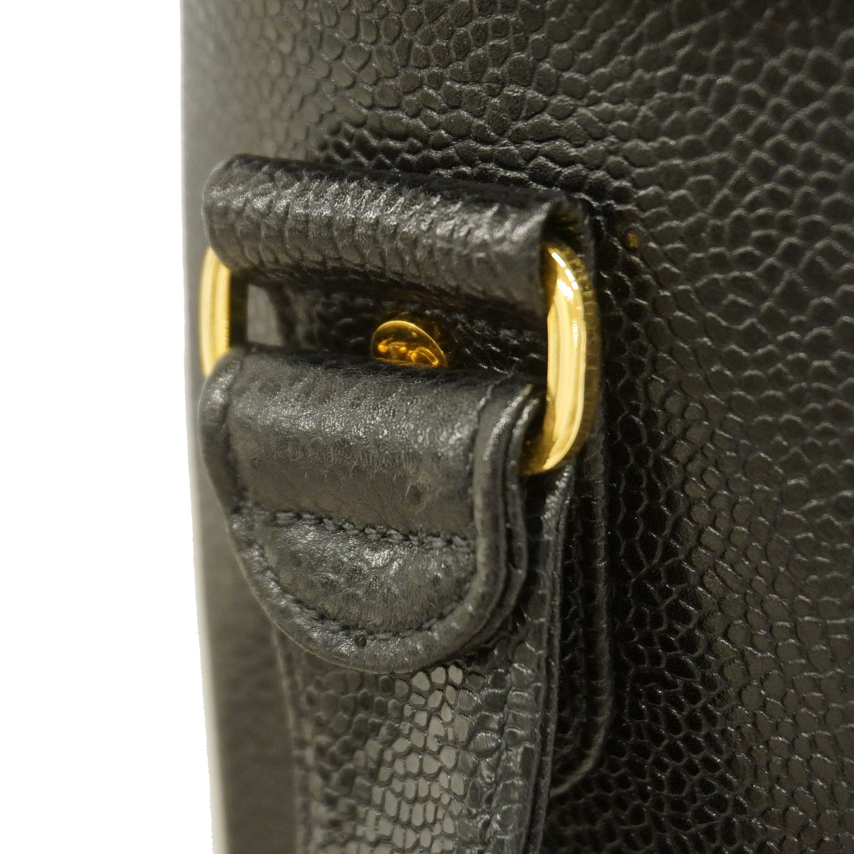 【6ib2087】シャネル ショルダーバッグ Vステッチ キャビアスキン ブラック ゴールド金具【中古】レディース