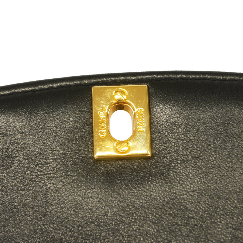 【6ib2088】シャネル ショルダーバッグ ダイアナ チェーンショルダー ラムスキン ブラック ゴールド金具【中古】レディース