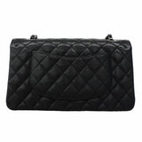 【6ib2097】シャネル ショルダーバッグ マトラッセ Wフラップ Wチェーン キャビアスキン ブラック シルバー金具【中古】レディース