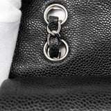 【6ib2097】シャネル ショルダーバッグ マトラッセ Wフラップ Wチェーン キャビアスキン ブラック シルバー金具【中古】レディース