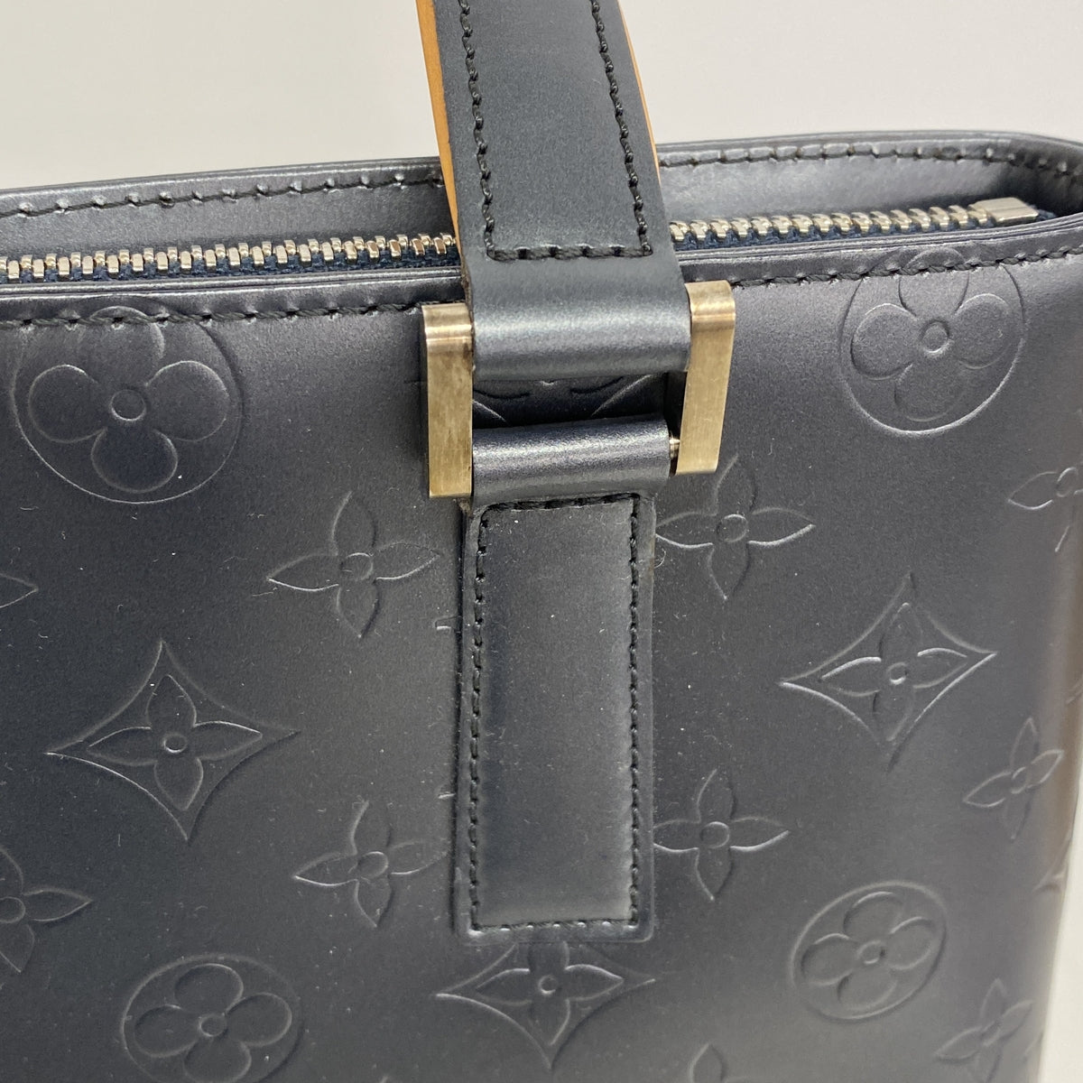 【6ib2099】ルイヴィトン トートバッグ モノグラム・マット ストックトン M55115 ブルー【中古】レディース