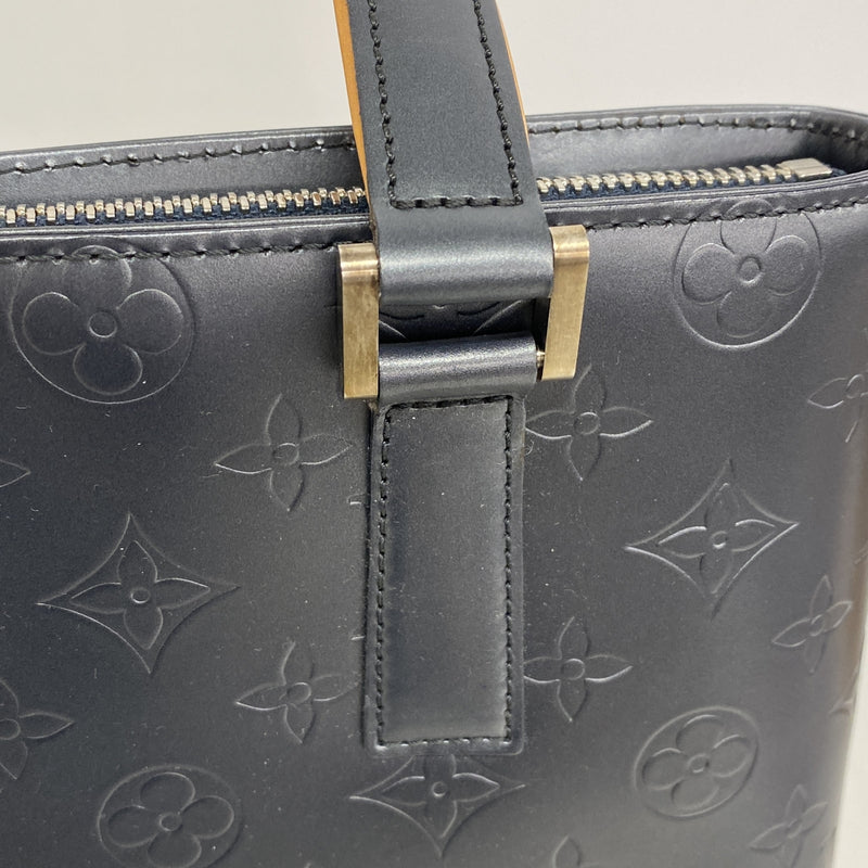 【6ib2099】ルイヴィトン トートバッグ モノグラム・マット ストックトン M55115 ブルー【中古】レディース