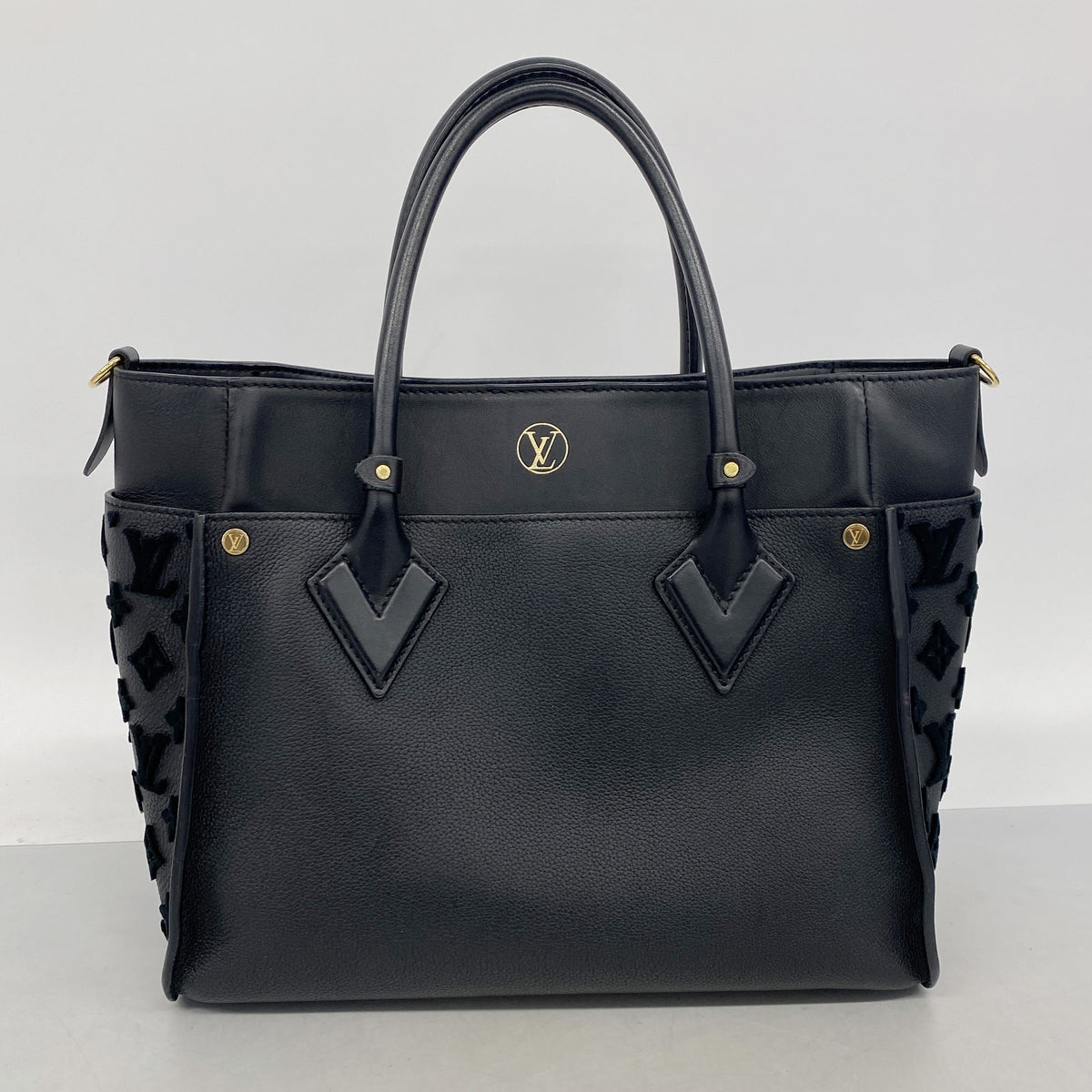 【6ib2117】ルイヴィトン トートバッグ モノグラム・タフタージュ オンマイサイドMM M53826 ノワール【中古】レディース