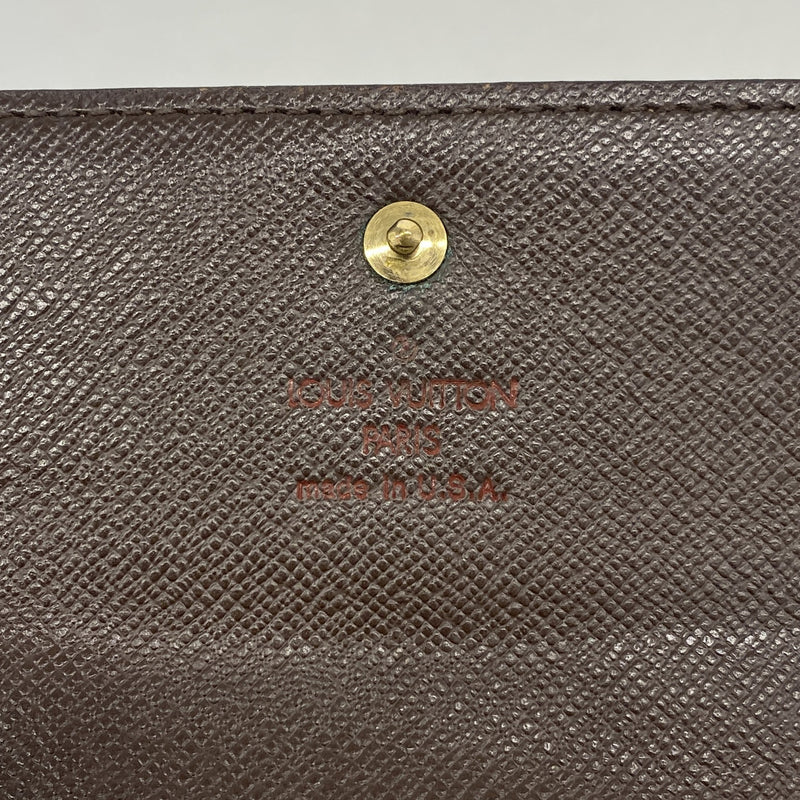 【6ib2119】ルイヴィトン 三つ折り財布 ダミエ ポルトモネビエカルトクレディ N61652 エベヌ【中古】レディース