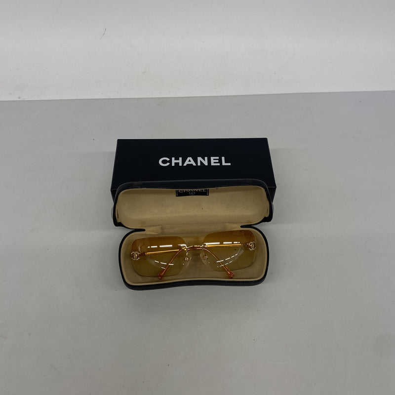 【6ib2123】シャネル サングラス 4017-D プラスチック ブラウン ゴールド金具【中古】レディース