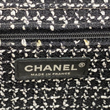 【6ib2157】シャネル ショルダーバッグ Wチェーン ツイード ブラック アイボリー シルバー金具【中古】レディース