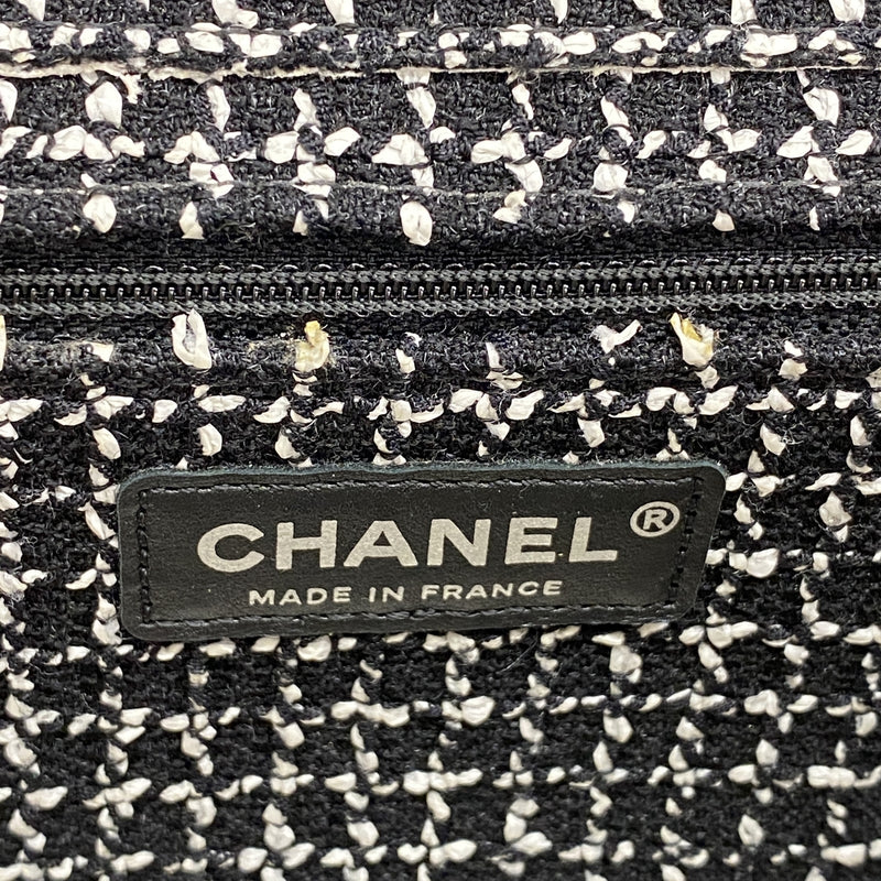 【6ib2157】シャネル ショルダーバッグ Wチェーン ツイード ブラック アイボリー シルバー金具【中古】レディース