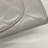 【6ib2167】シャネル 長財布 マトラッセ ラムスキン グレー シルバー金具【中古】レディース