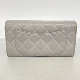 【6ib2167】シャネル 長財布 マトラッセ ラムスキン グレー シルバー金具【中古】レディース