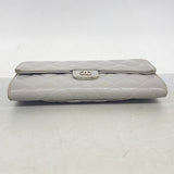 【6ib2167】シャネル 長財布 マトラッセ ラムスキン グレー シルバー金具【中古】レディース
