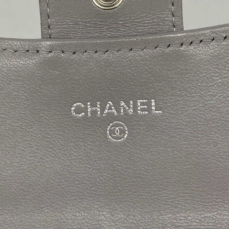 【6ib2167】シャネル 長財布 マトラッセ ラムスキン グレー シルバー金具【中古】レディース