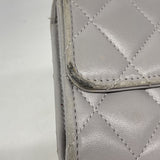 【6ib2167】シャネル 長財布 マトラッセ ラムスキン グレー シルバー金具【中古】レディース