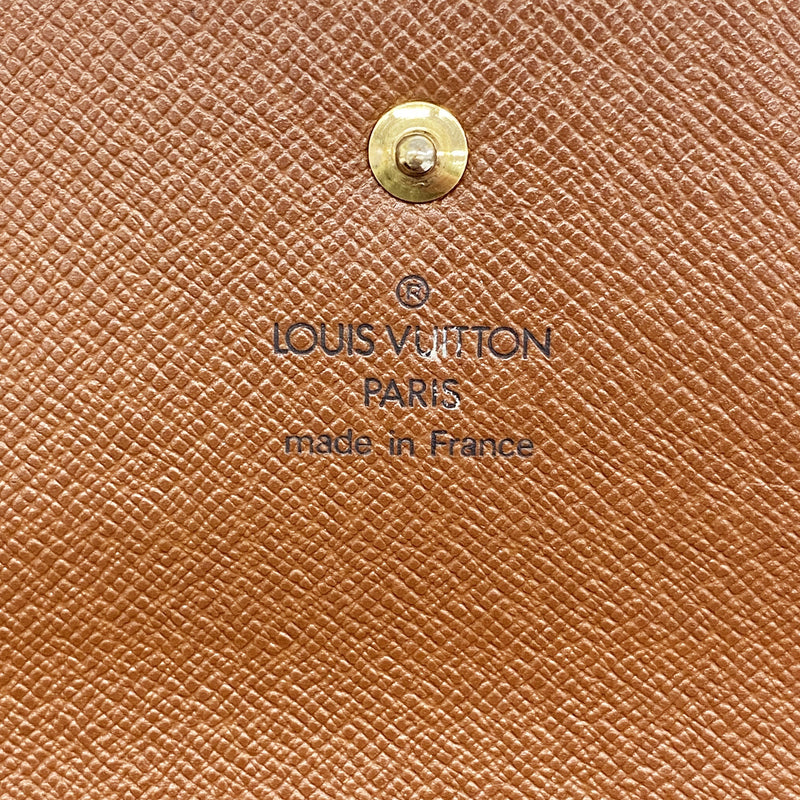 【6ib2176】ルイヴィトン 三つ折り長財布 モノグラム ポルトトレゾールインターナショナル M61215 ブラウン【中古】メンズ レディース ユニセックス