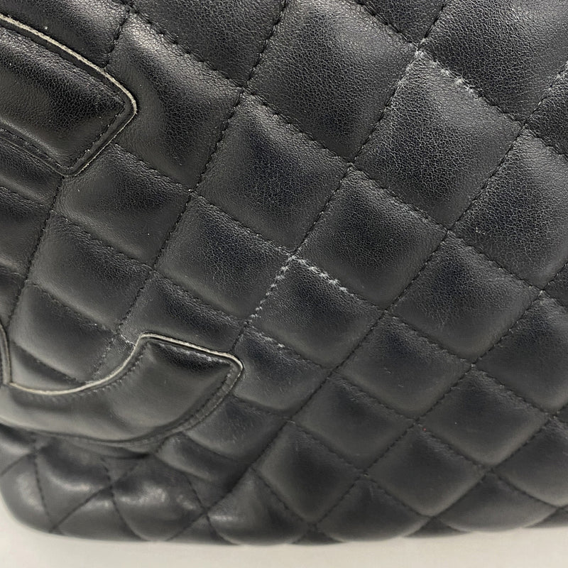 【6ib2188-h】シャネル トートバッグ カンボン ラムスキン ブラック シルバー金具【中古】レディース