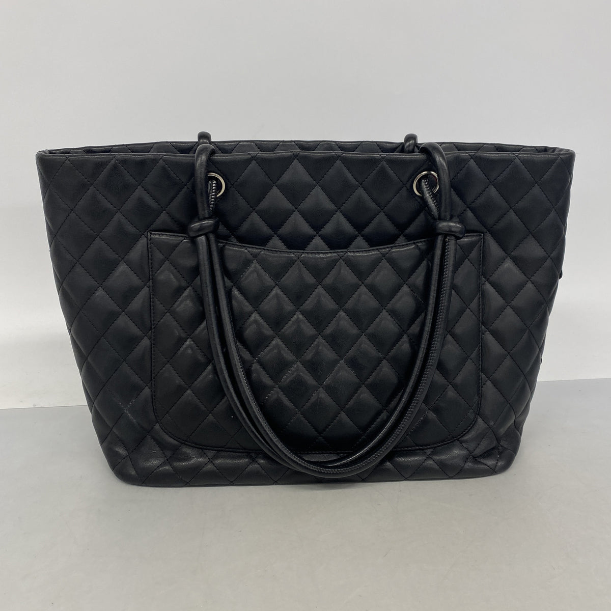 【6ib2188-h】シャネル トートバッグ カンボン ラムスキン ブラック シルバー金具【中古】レディース