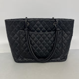 【6ib2188-h】シャネル トートバッグ カンボン ラムスキン ブラック シルバー金具【中古】レディース