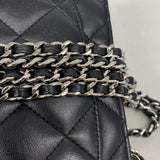 【6ib2189-h】シャネル ショルダーウォレット マトラッセ チェーンショルダー ラムスキン ブラック シルバー金具【中古】レディース