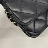 【6ib2189-h】シャネル ショルダーウォレット マトラッセ チェーンショルダー ラムスキン ブラック シルバー金具【中古】レディース