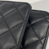 【6ib2189-h】シャネル ショルダーウォレット マトラッセ チェーンショルダー ラムスキン ブラック シルバー金具【中古】レディース