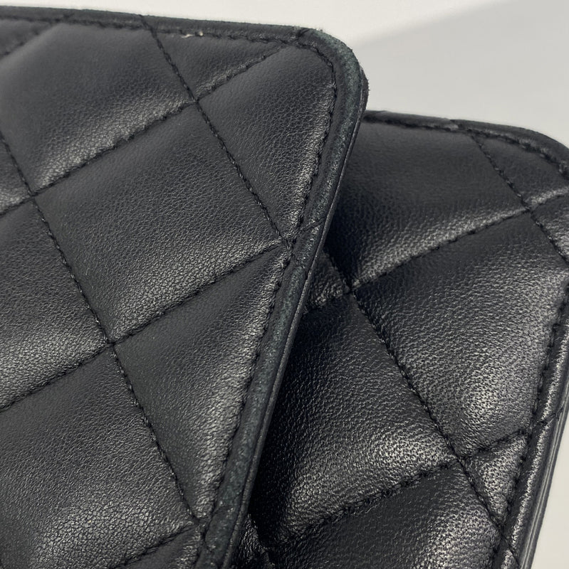 【6ib2189-h】シャネル ショルダーウォレット マトラッセ チェーンショルダー ラムスキン ブラック シルバー金具【中古】レディース