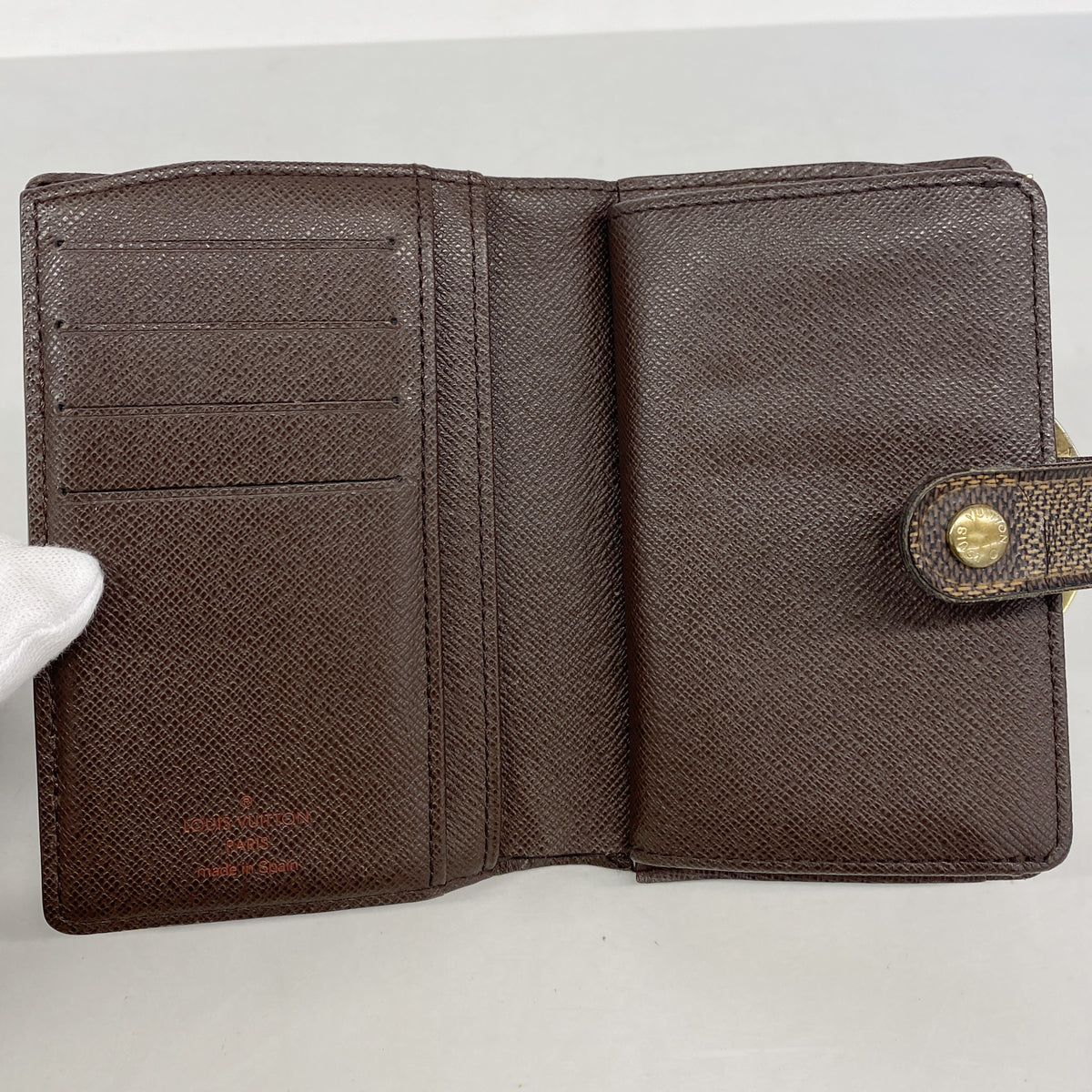 【6ib2190-h】ルイヴィトン 財布 ダミエ ポルトモネビエヴィエノワ N61664 エベヌ【中古】レディース