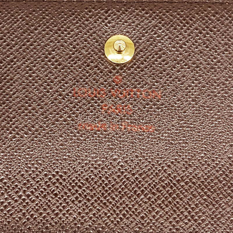 【6ib2191】ルイヴィトン 三つ折り財布 ダミエ ポルトフォイユエリーズ N61654 エベヌ【中古】レディース