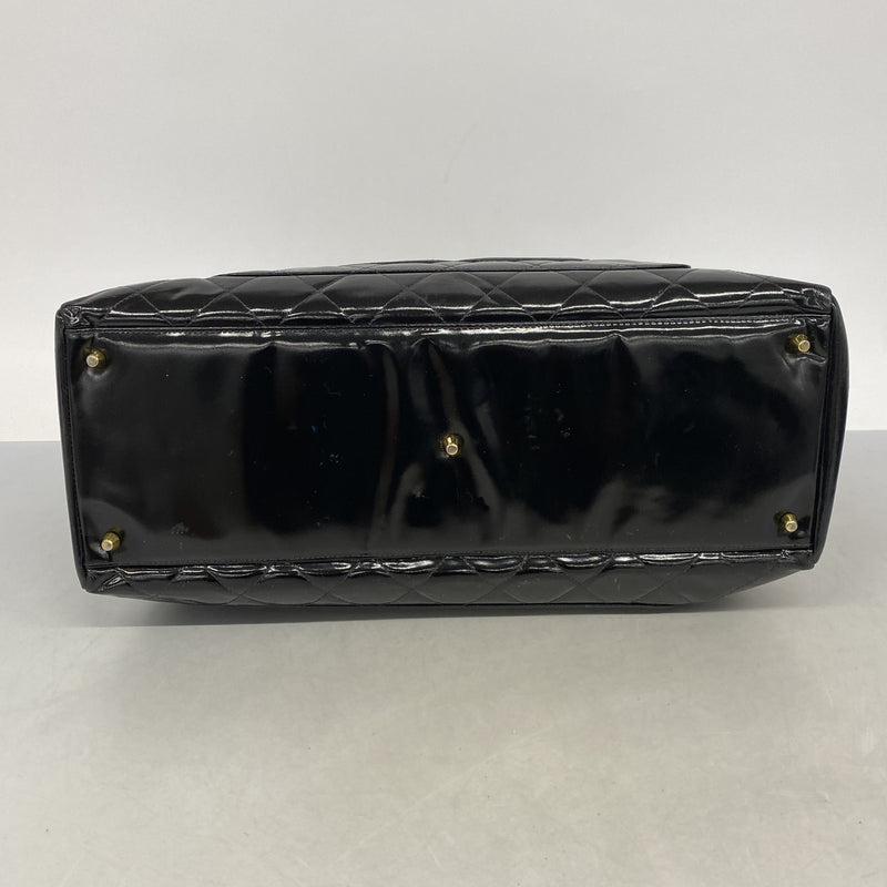 【6ib2212】シャネル トートバッグ マトラッセ パテントレザー ブラック ゴールド金具【中古】レディース
