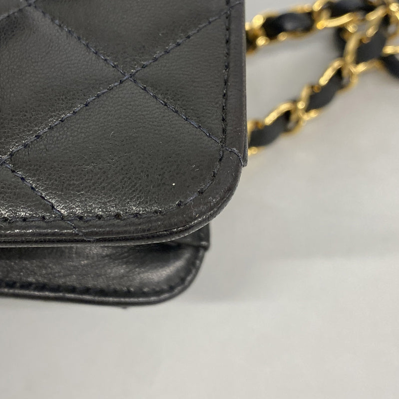 【6ib2213】シャネル ショルダーバッグ マトラッセ チェーンショルダー ラムスキン ブラック ゴールド金具【中古】レディース