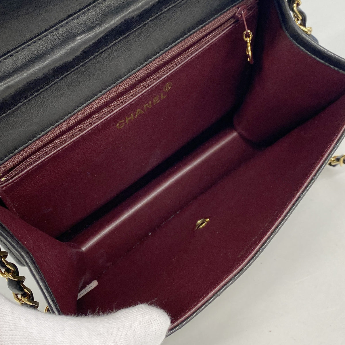 【6ib2213】シャネル ショルダーバッグ マトラッセ チェーンショルダー ラムスキン ブラック ゴールド金具【中古】レディース