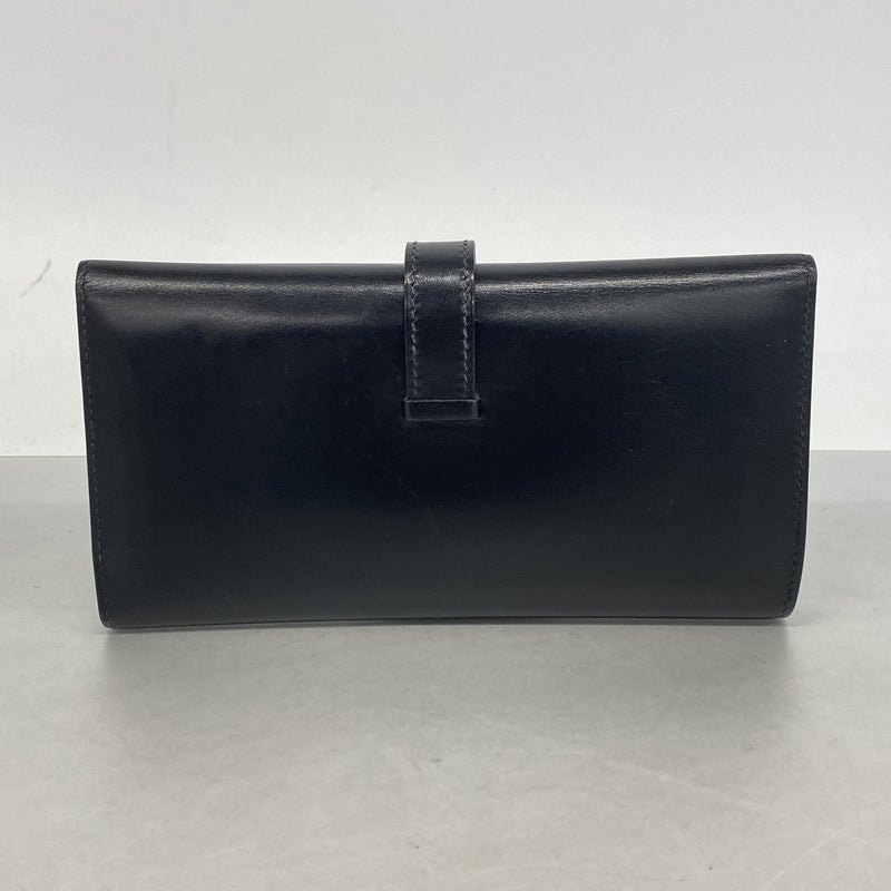 【6ib2221】エルメス 三つ折り長財布 ベアンデュプリ ボックスカーフ ブラック シルバー金具 □I刻印【中古】メンズ レディース ユニセックス
