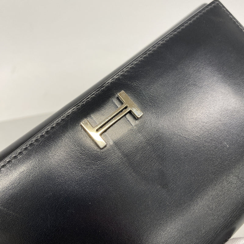 【6ib2221】エルメス 三つ折り長財布 ベアンデュプリ ボックスカーフ ブラック シルバー金具 □I刻印【中古】メンズ レディース ユニセックス