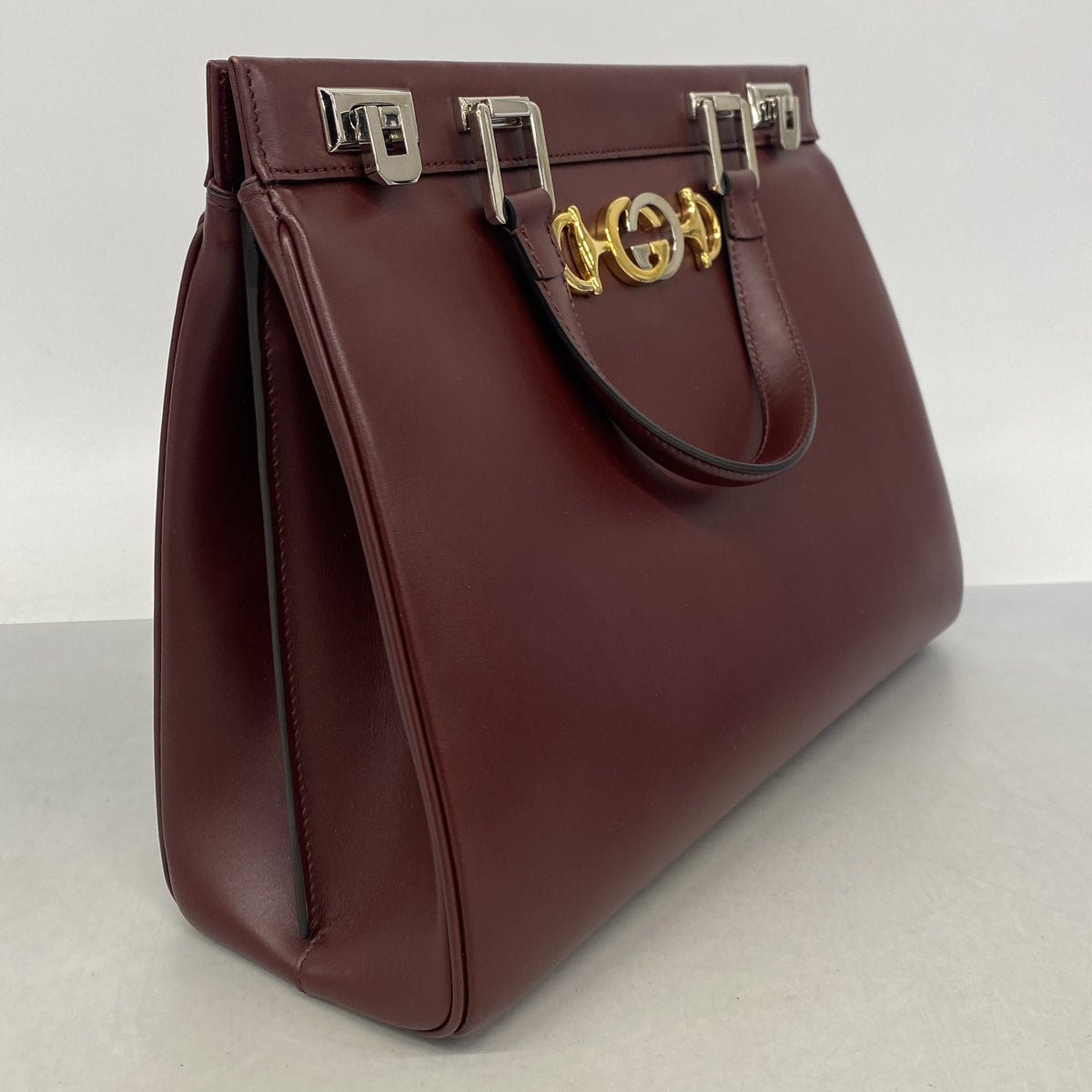 【6ib2222】グッチ ハンドバッグ ズゥミ 564714 レザー ボルドー ゴールド/シルバー金具【中古】レディース