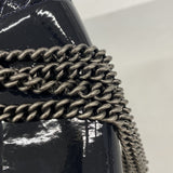 【6ib2231-h】シャネル ショルダーバッグ ボーイシャネル チェーンショルダー パテントレザー ネイビー シルバー金具【中古】レディース