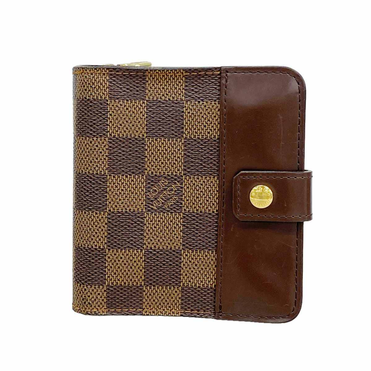 【6ib2236】ルイヴィトン 財布 ダミエ コンパクトジップ N61668 エベヌ【中古】レディース