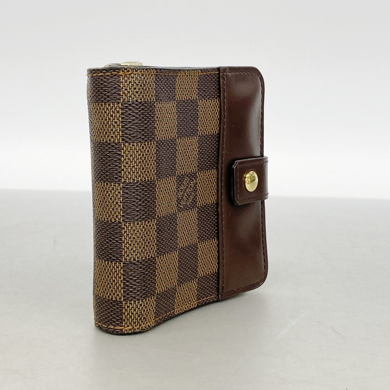 【6ib2236】ルイヴィトン 財布 ダミエ コンパクトジップ N61668 エベヌ【中古】レディース