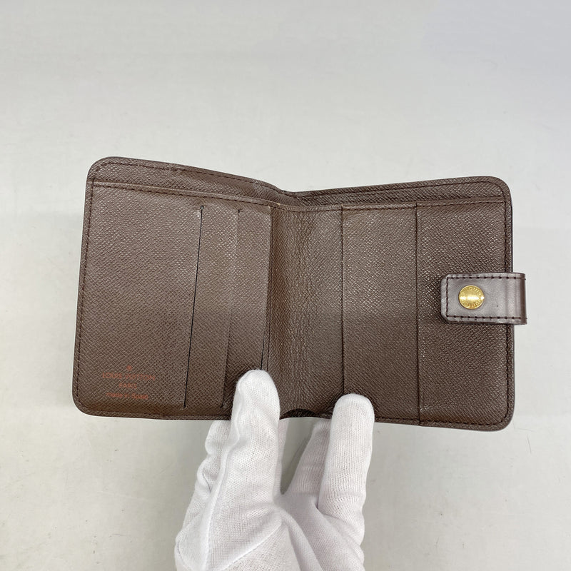 【6ib2236】ルイヴィトン 財布 ダミエ コンパクトジップ N61668 エベヌ【中古】レディース