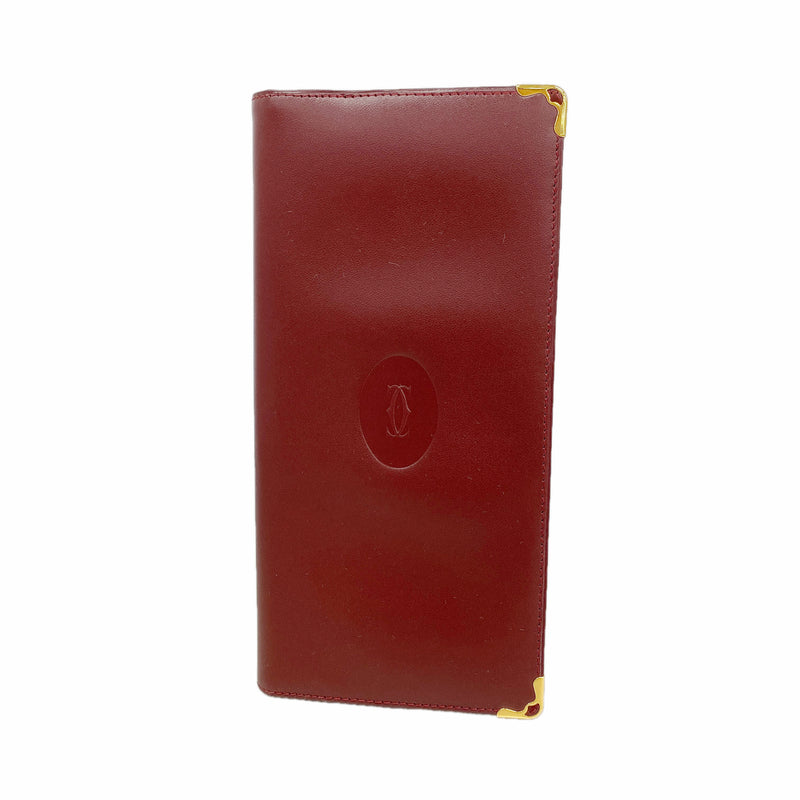 【6ib2238】カルティエ 長財布 マスト レザー ボルドー ゴールド金具【中古】レディース