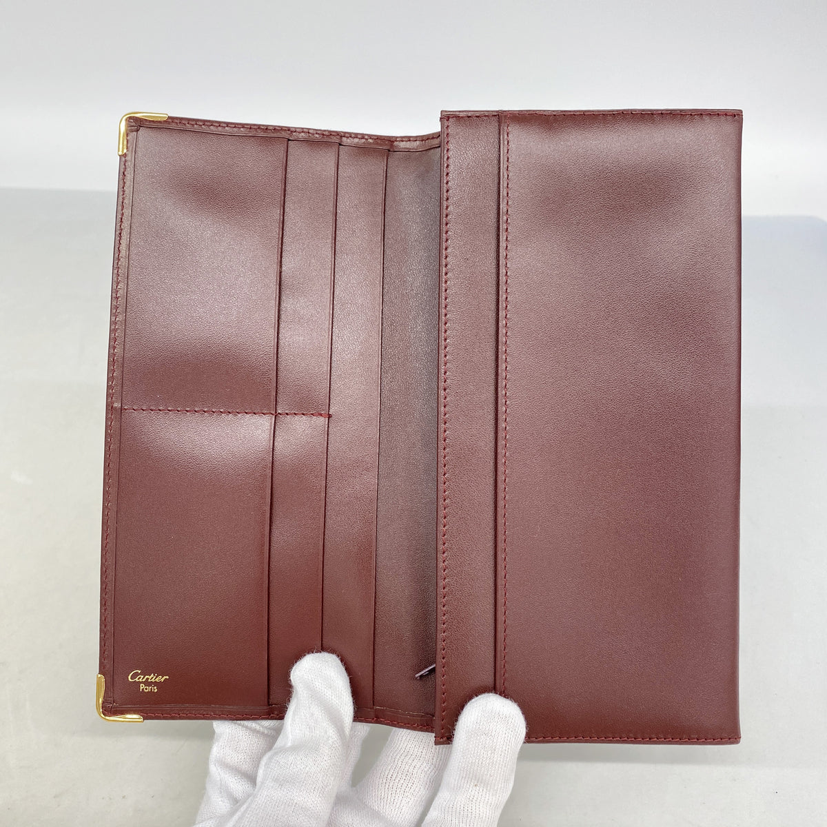 【6ib2238】カルティエ 長財布 マスト レザー ボルドー ゴールド金具【中古】レディース
