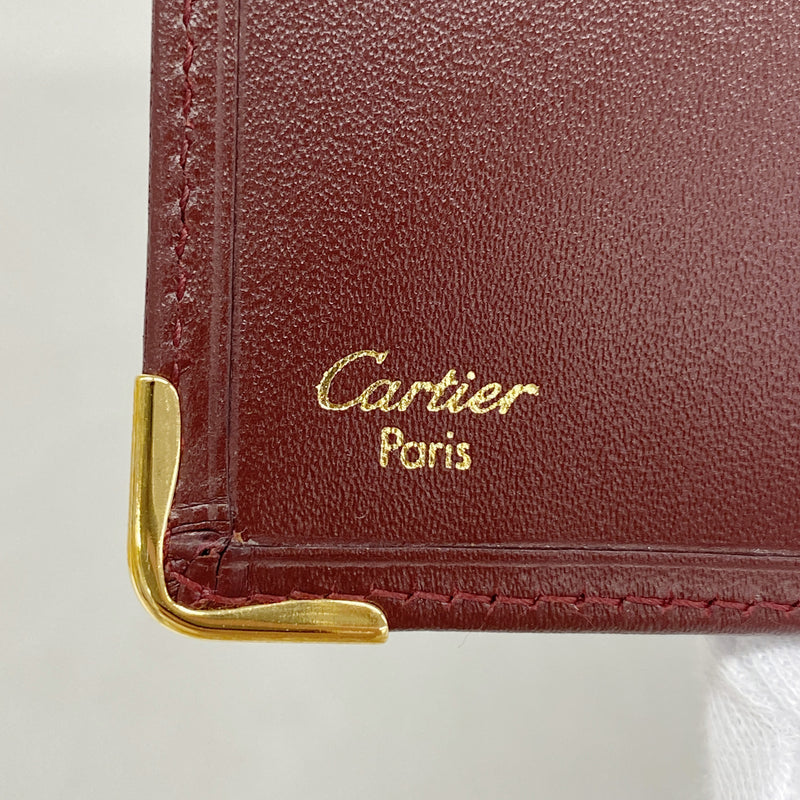 【6ib2238】カルティエ 長財布 マスト レザー ボルドー ゴールド金具【中古】レディース