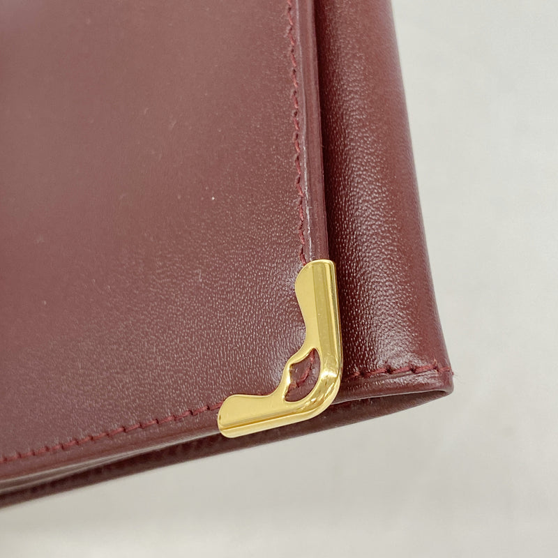 【6ib2238】カルティエ 長財布 マスト レザー ボルドー ゴールド金具【中古】レディース