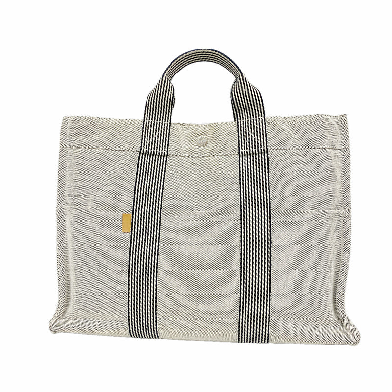 【6ib2241】エルメス トートバッグ ニューフールトゥMM キャンバス グレー シルバー金具【中古】メンズ レディース ユニセックス