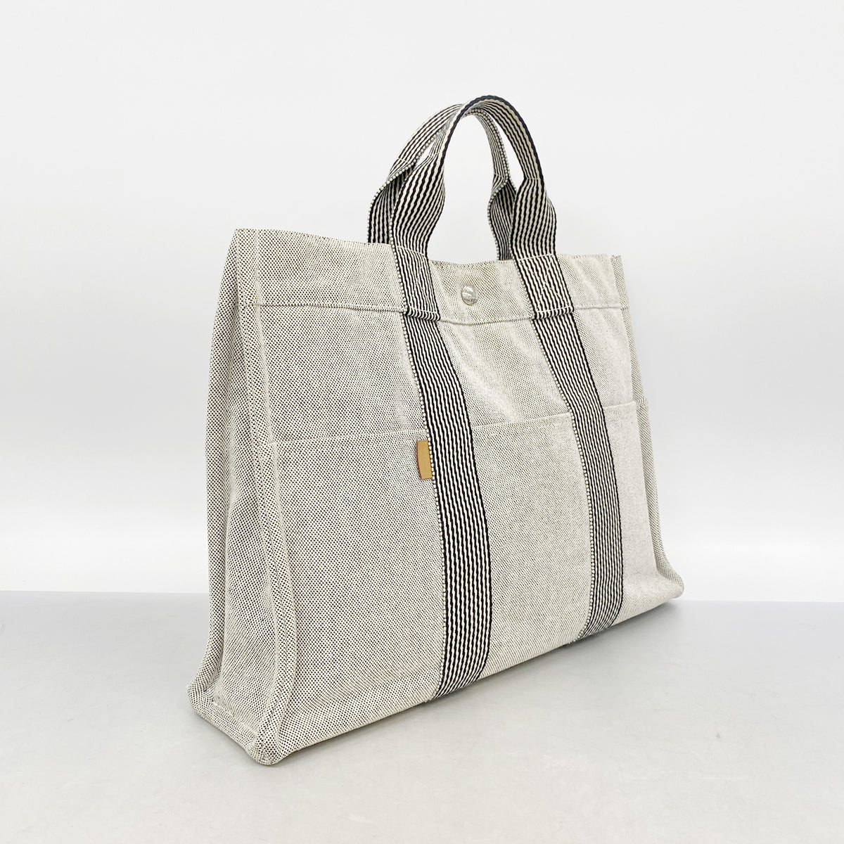 【6ib2241】エルメス トートバッグ ニューフールトゥMM キャンバス グレー シルバー金具【中古】メンズ レディース ユニセックス