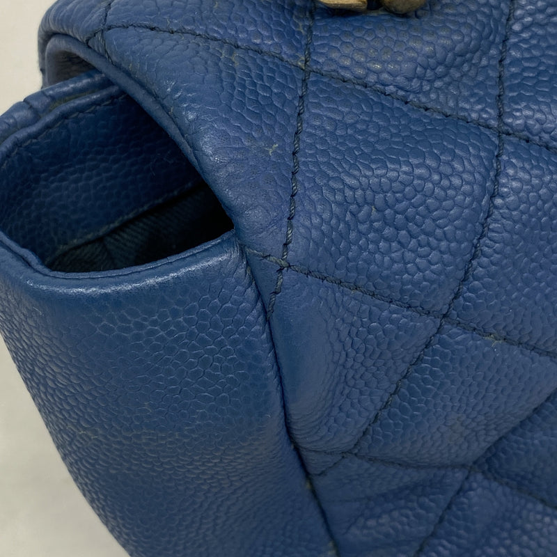 【6ib2249】シャネル ハンドバッグ マトラッセ チェーンショルダー キャビアスキン ブルー シャンパンゴールド金具 2wayバッグ【中古】レディース