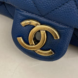 【6ib2249】シャネル ハンドバッグ マトラッセ チェーンショルダー キャビアスキン ブルー シャンパンゴールド金具 2wayバッグ【中古】レディース