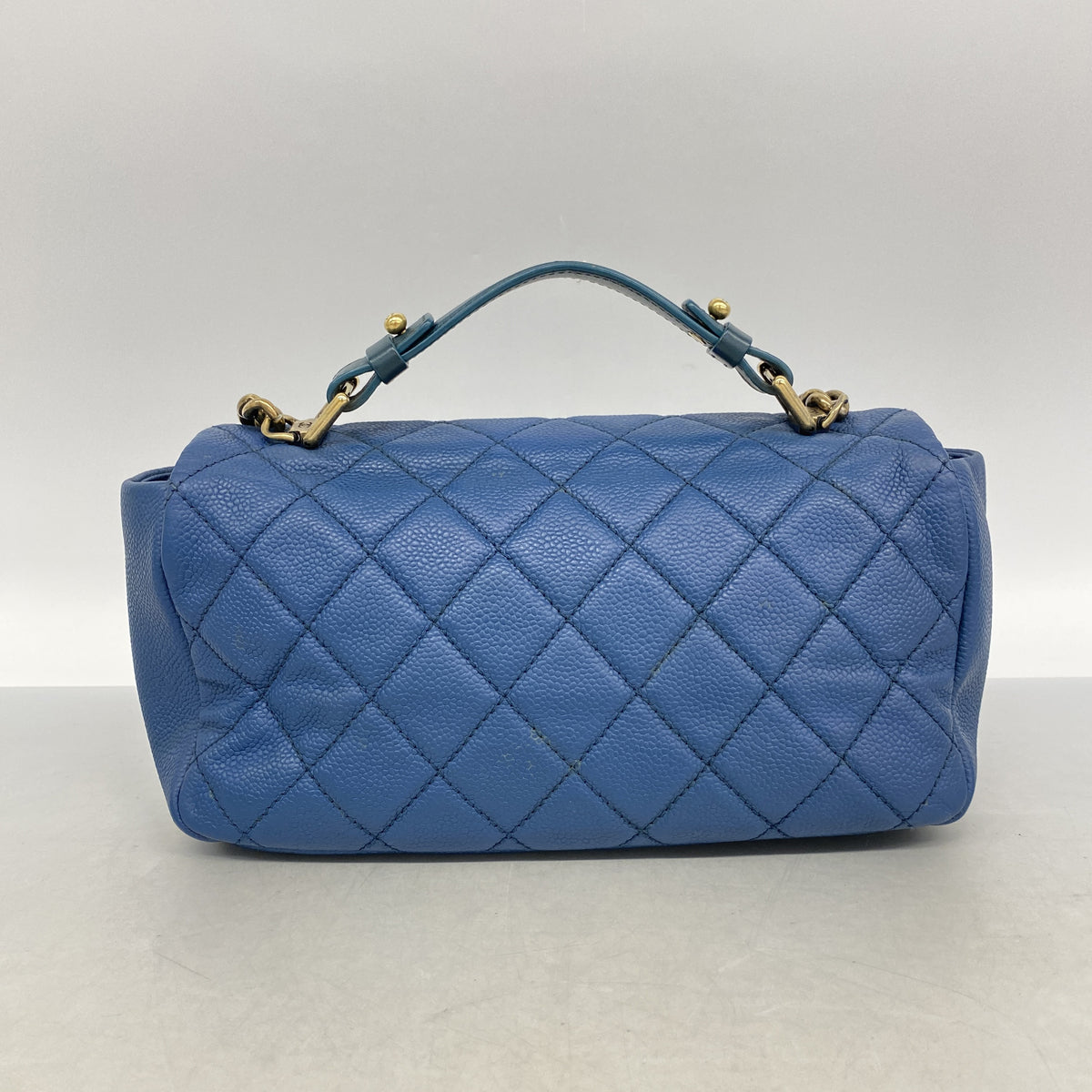 【6ib2249】シャネル ハンドバッグ マトラッセ チェーンショルダー キャビアスキン ブルー シャンパンゴールド金具 2wayバッグ【中古】レディース